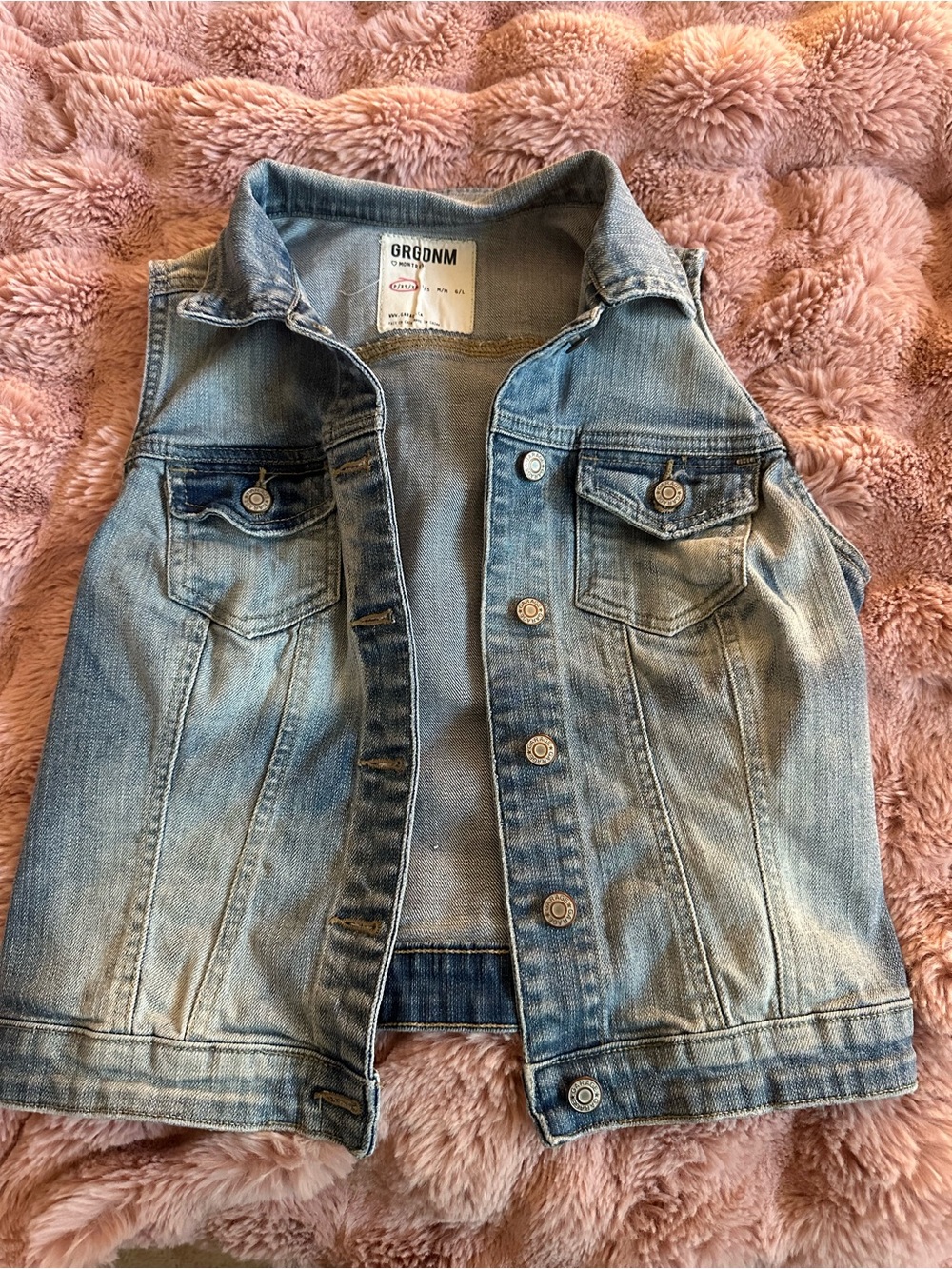 Vintage Garage Light Wash Blue Denim Vest
